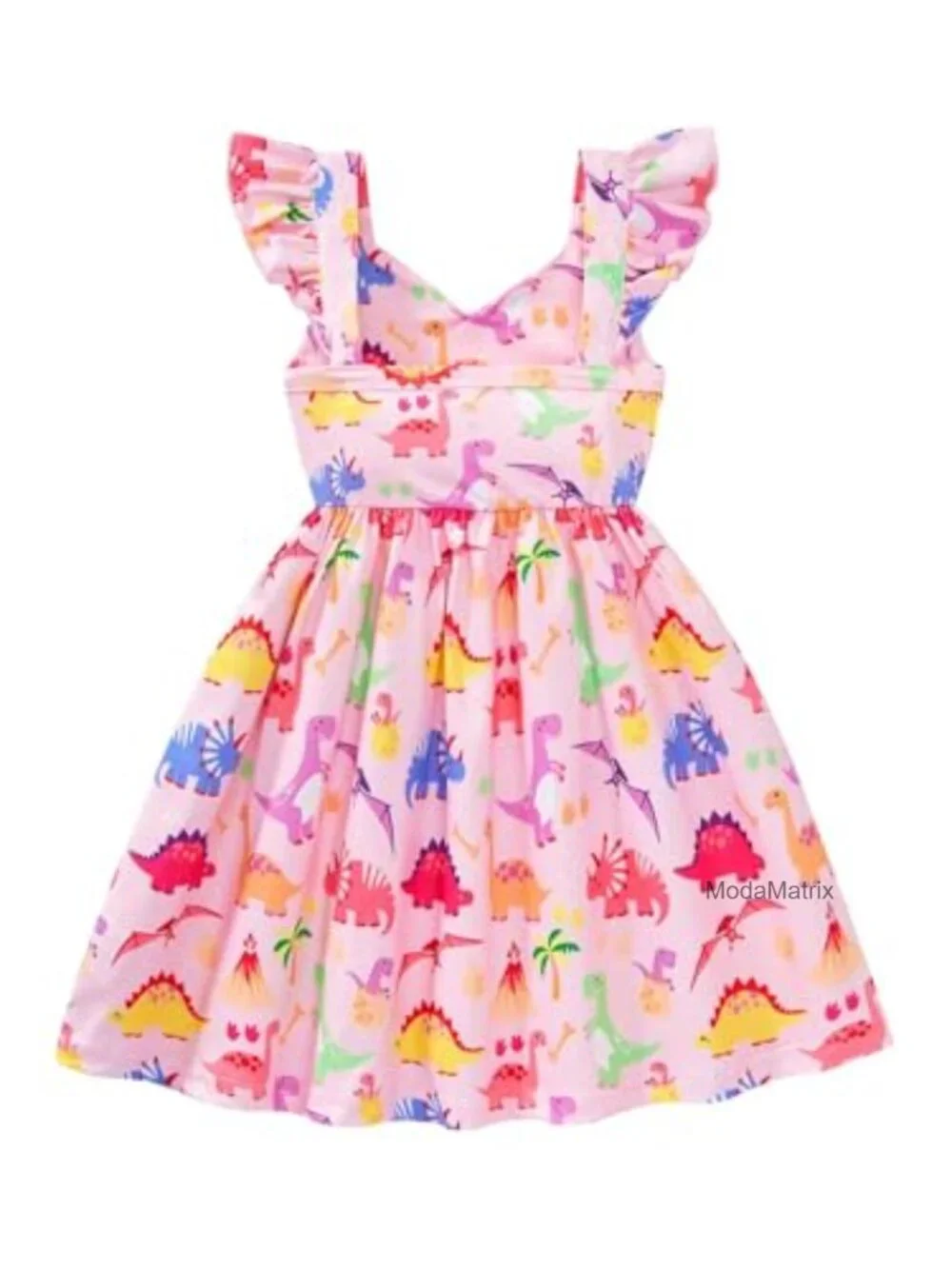 Toddler Girl Flutter Sleeve Summer Dress Kids Casual Sundress 100% Polyester